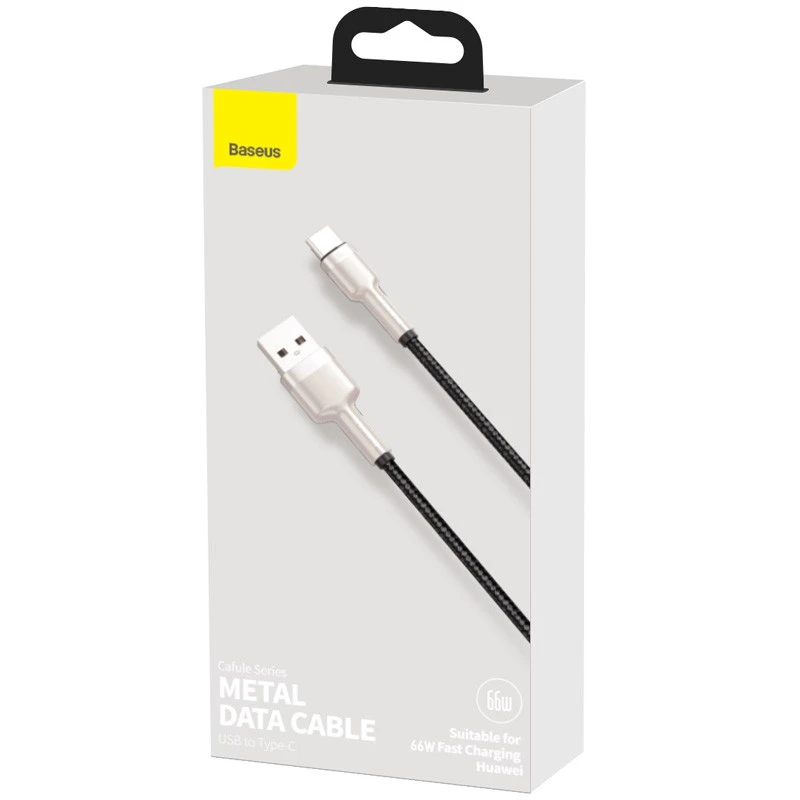 Дата кабель Baseus Cafule Metal Data USB to Type-C 66W (1m) (CAKF00010) – Black. Фото 6 з 6