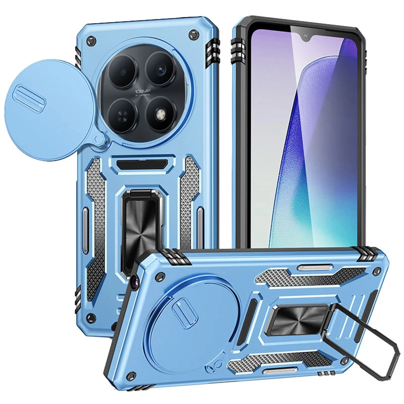 Ударопрочный чехол Square Ring c шторкой на камеру для Xiaomi Redmi Note 15 4G/5G (EU) – Голубой / Light Blue. Фото 1 из 1