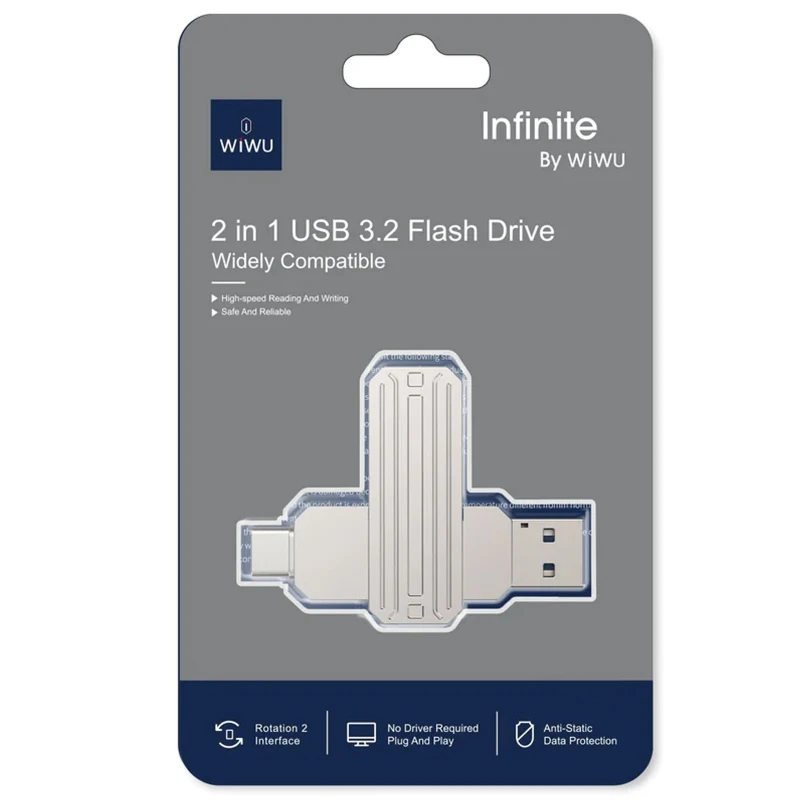 Флеш-накопитель WIWU WI-FD003 Infinite 2in1 Type-C USB 3.2 - 128 GB – silver. Фото 5 из 5