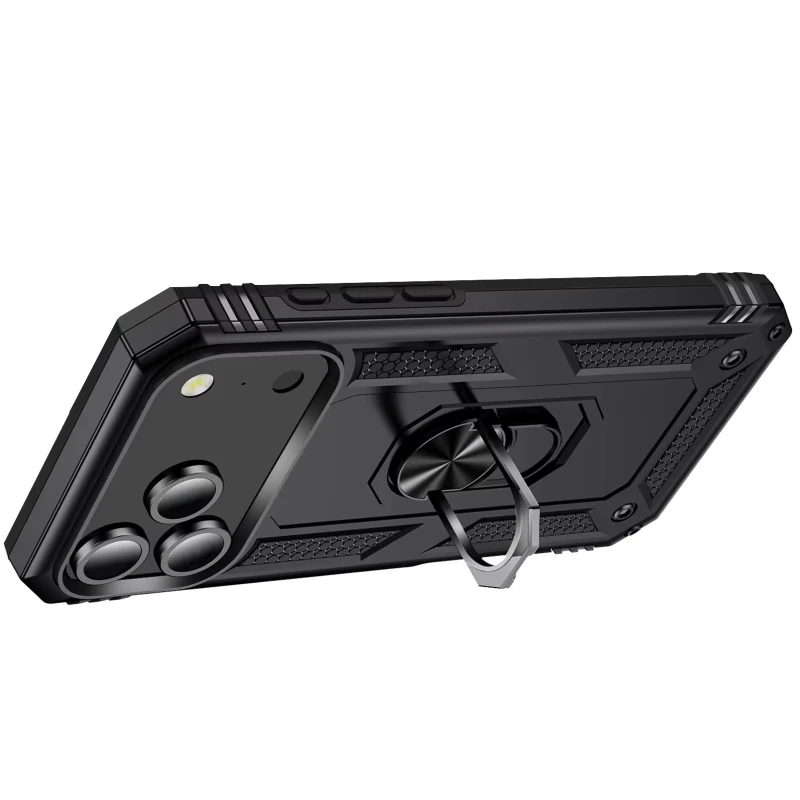 Противоударный чехол Serge Ring с кольцом для Apple iPhone 17 Pro (6.3") – Черный. Фото 3 из 8