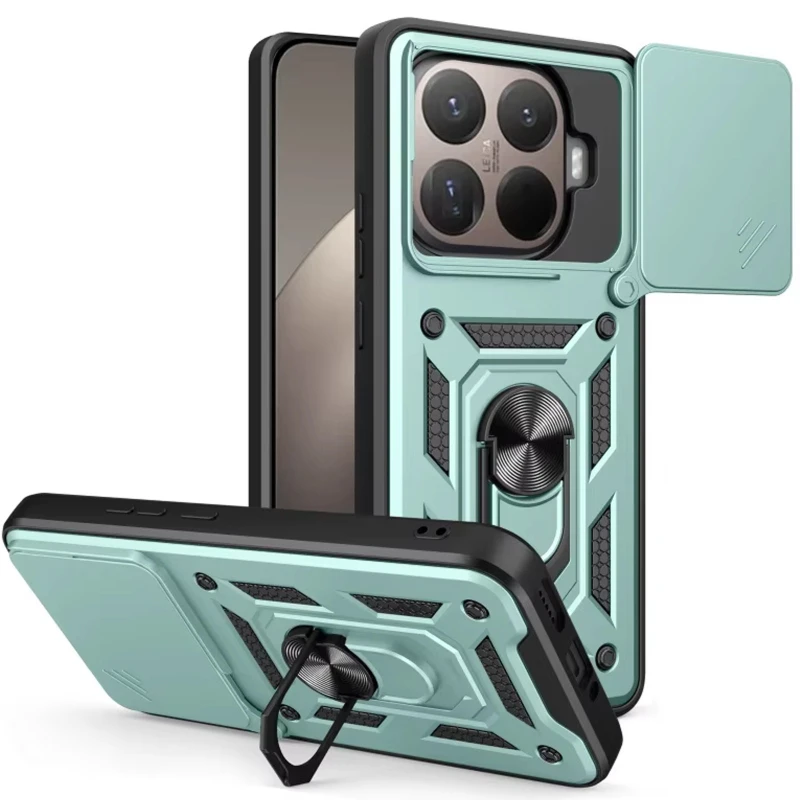 Удароміцний чохол Ummi Camshield Serge Ring (in box) для Xiaomi 15T Pro – Зелений / Green. Фото 1 з 2