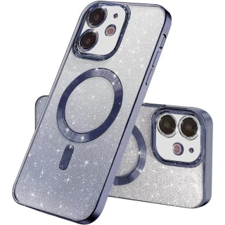 Чохол з блискітками, захисними лінзами на камеру та MagSafe на Apple iPhone 11 (6.1") — Сірий / Lavender Gray