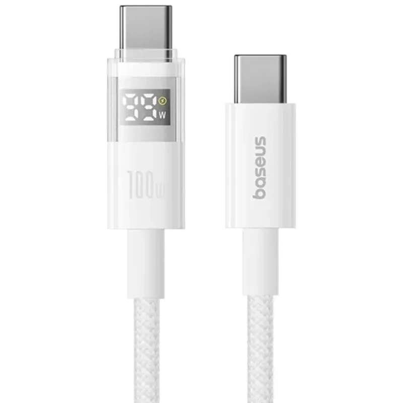 Дата кабель Baseus Display 2 Type-C to Type-C 100W (1m) (P10382702) – Moon White. Фото 1 из 4