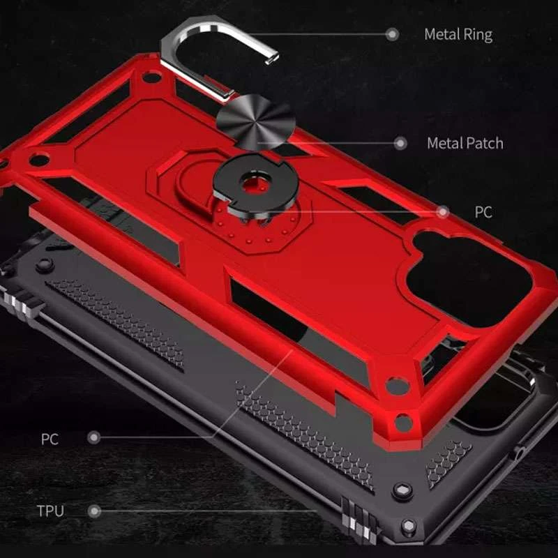 Протиударний чохол Serge Ring з кільцем на Samsung Galaxy A12 – Червоний. Фото 4 з 7
