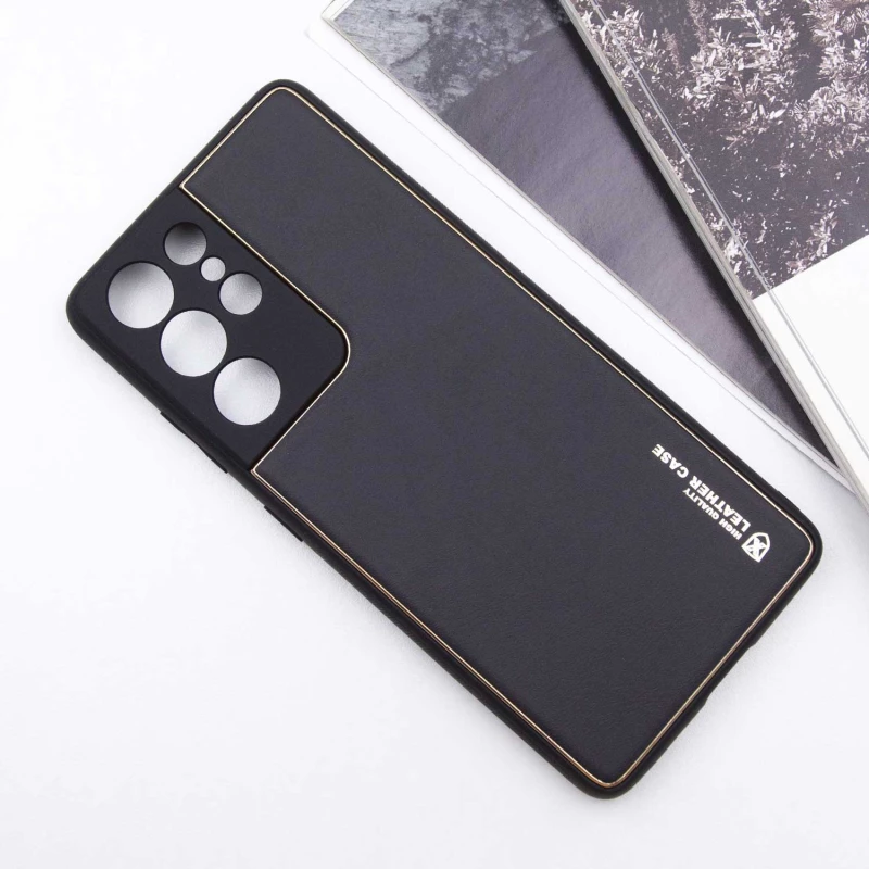 Шкіряний чохол Xshield на Samsung Galaxy S21 Ultra – Чорний / Black. Фото 3 з 11