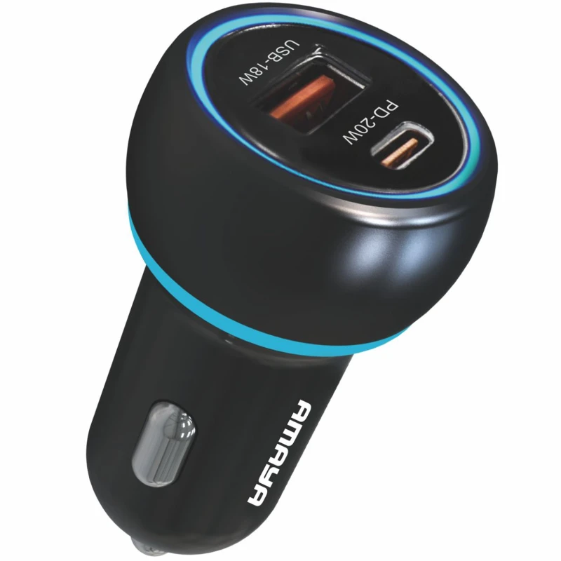 АЗУ Amaya ACC-01 PD20W+QC3.0 total 38W (1USB-A/1C) – Black. Фото 1 из 2