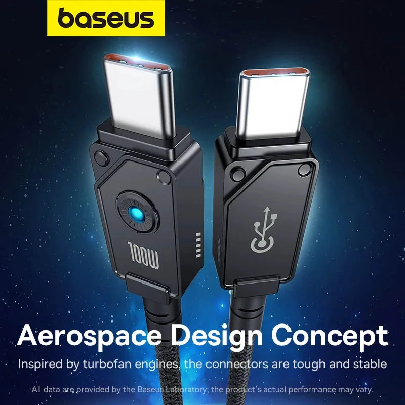 Дата кабель Baseus Unbreakable Series Fast Charging Type-C to Type-C 100W 1m (P10355800111-0) – Black. Фото 3 з 7