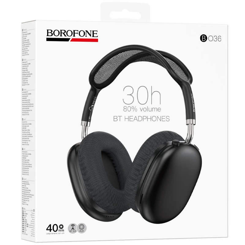 Накладні бездротові навушники Borofone BO36 Tone – Black. Фото 2 з 3