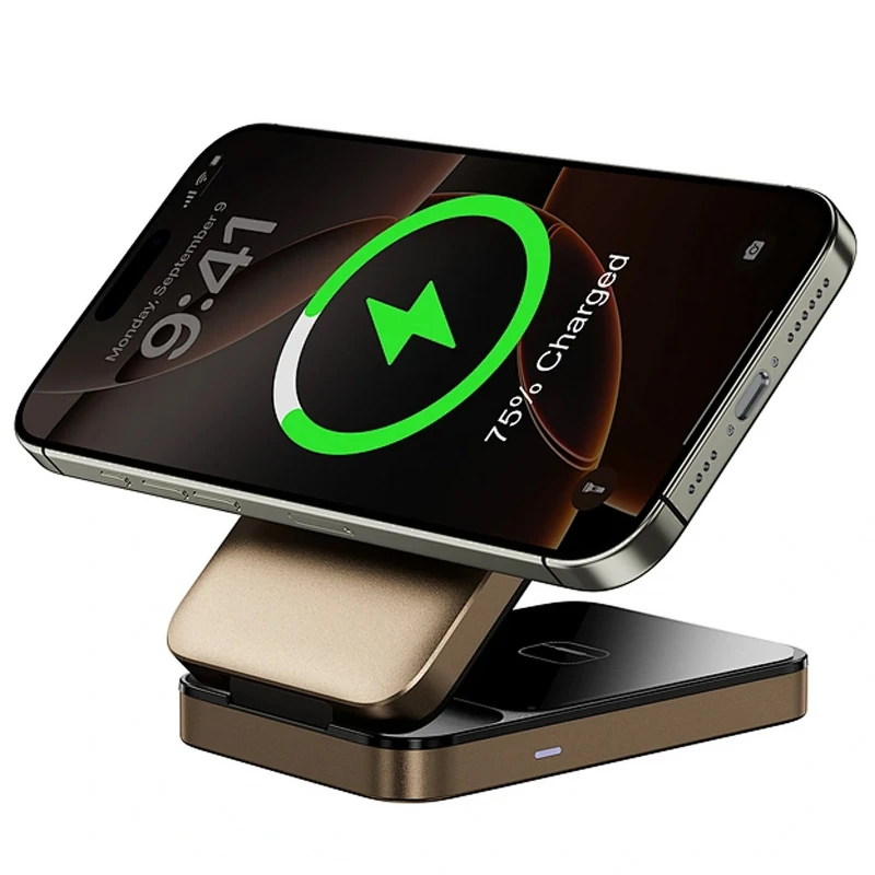 БЗУ WIWU Wi-W038 Triple 3 in 1 wireless charger – Gold. Фото 5 из 6