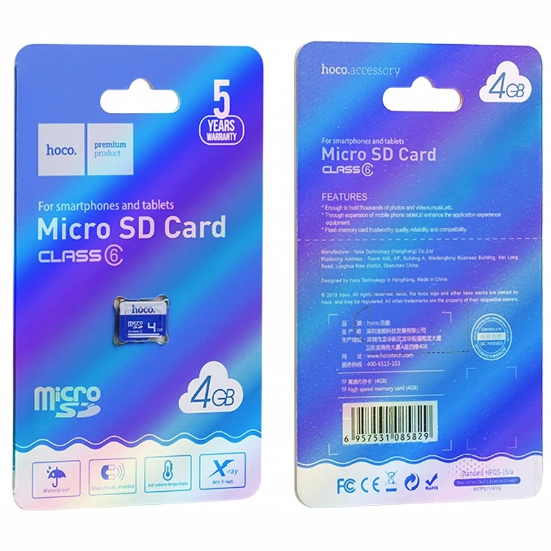 Карта пам'яті Hoco microSDHC 4GB Card Class 6 – Black. Фото 2 з 2