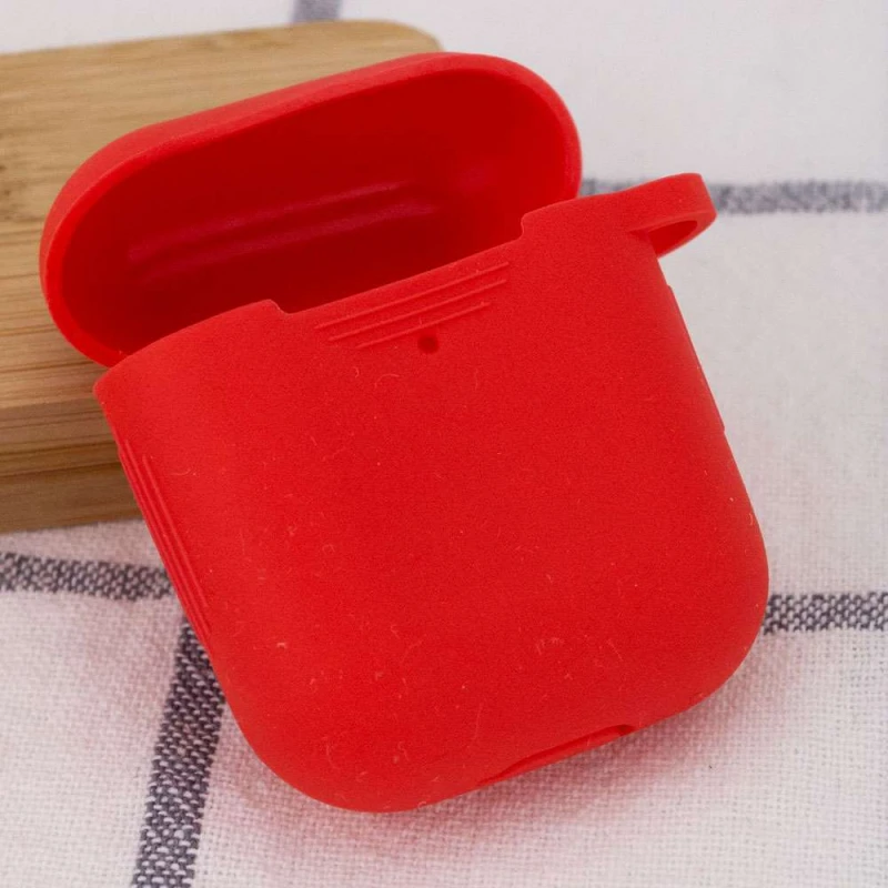 Силіконовий футляр для навушників Airpods Slim Circle – Червоний / Red. Фото 2 з 3
