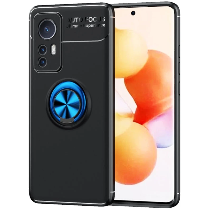 Чохол Deen ColorRing з кільцем на Xiaomi 12T / 12T Pro – Чорний / Синій. Фото 1 з 2