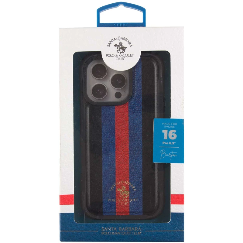Кожаный чехол Polo Santa Barbara Barton для Apple iPhone 16 Pro Max – Black / Navy. Фото 7 из 12
