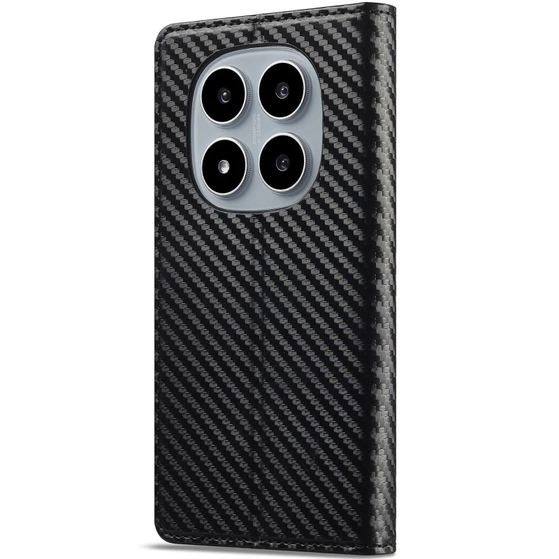 Шкіряний чохол-книжка LC.IMEEKE Carbon Black для Xiaomi Redmi Note 15 Pro 4G – Black. Фото 2 з 4