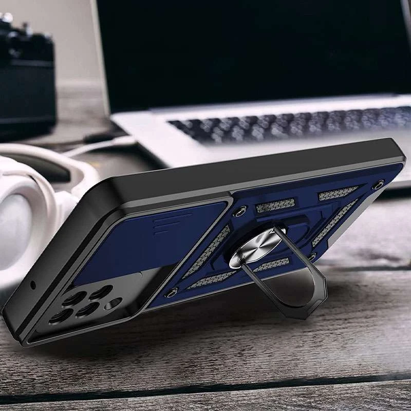 Ударопрочный чехол Serge Ring с защитой камеры для Samsung Galaxy A22 4G – Синий. Фото 2 из 3