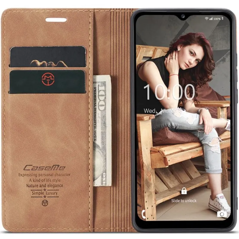 Шкіряний чохол-книжка CaseMe Velvet Nubuck для Samsung Galaxy A25 5G – Brown. Фото 2 з 5