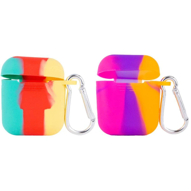 

Силіконовий футляр Rainbow для навушників AirPods + карабін