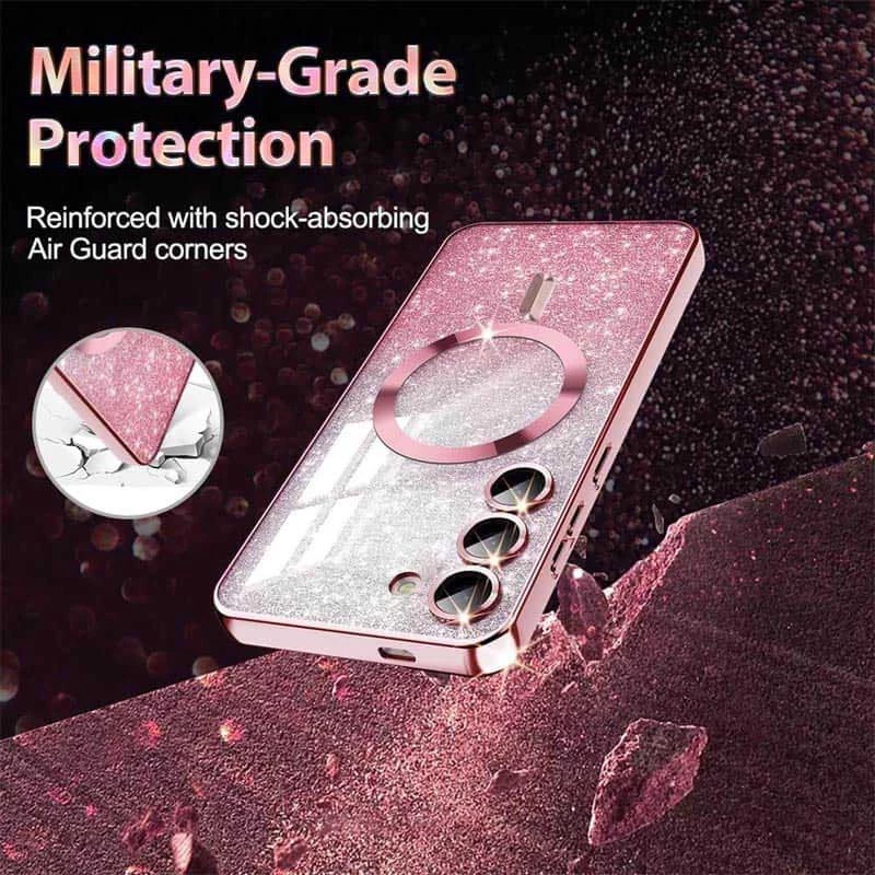 Чохол з блискітками, захисними лінзами на камеру та MagSafe на Samsung Galaxy S21 FE – Рожевий / Rose Gold. Фото 8 з 12