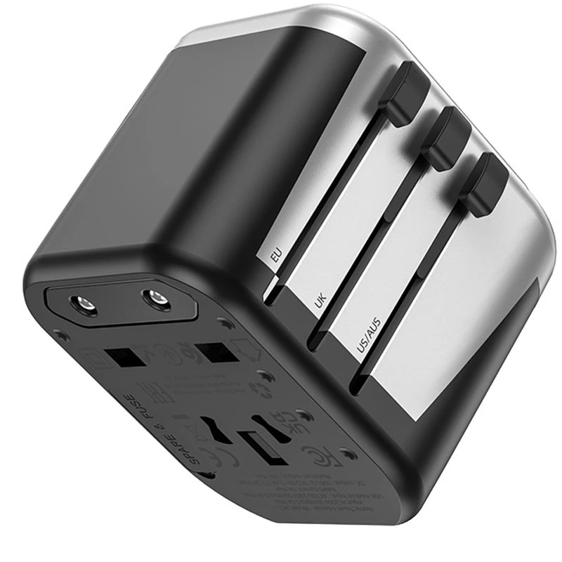 МЗП Hoco AC5 Level 2USB+Socket – Black. Фото 2 з 8