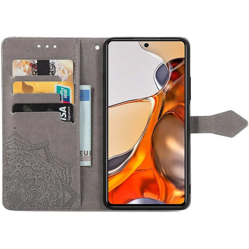 Кожаный чехол-книжка Art Case с визитницей для Xiaomi Redmi Note 11 (Global) / Note 11S – Серый. Фото 3 из 4