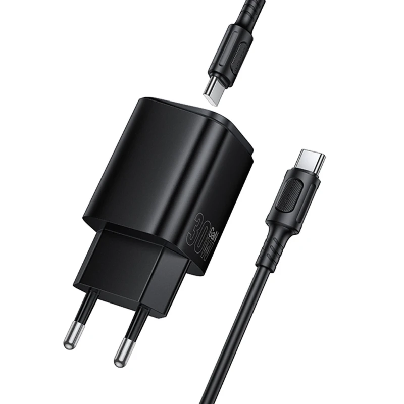 МЗП Borofone BAS85A Star PD30W+QC3.0 (1USB-A/1C) + кабель Type-C to Type-C – Black. Фото 5 з 6