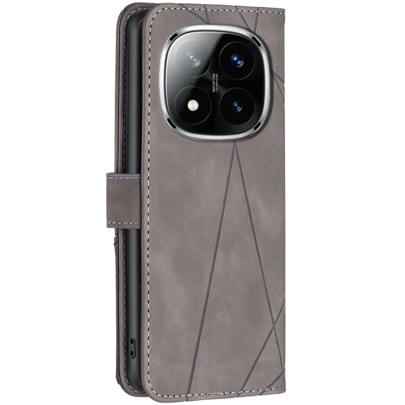Кожаный чехол-книжка Geometric Pattern для Xiaomi Redmi Note 15 Pro 4G – Grey. Фото 2 из 5