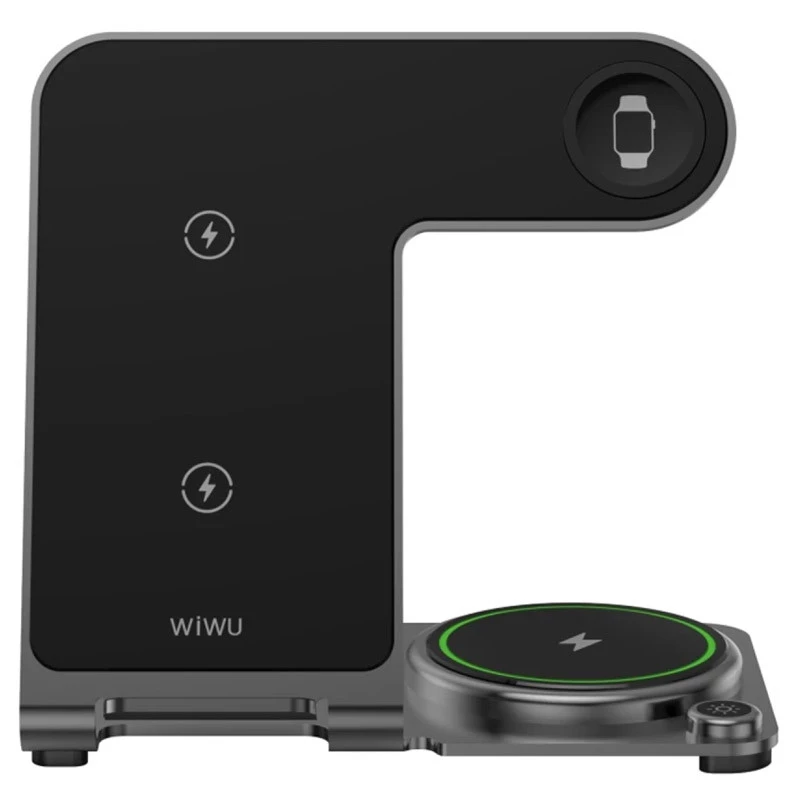 БЗУ WIWU Wi-W005 3 in 1 wireless charger – Black. Фото 3 из 5