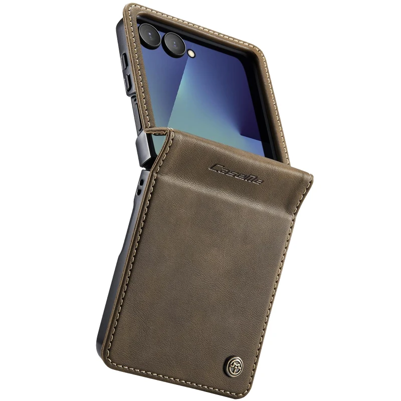 Кожаный чехол-книжка CaseMe Velvet Matte для Samsung Galaxy Z Flip7 – Coffee. Фото 4 из 5
