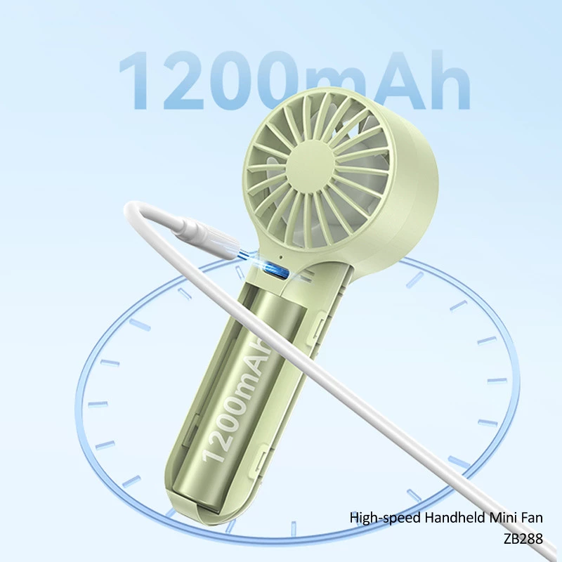 Портативний вентилятор Usams ZB288 Handheld mini fan 1200 mAh – Green. Фото 5 з 7