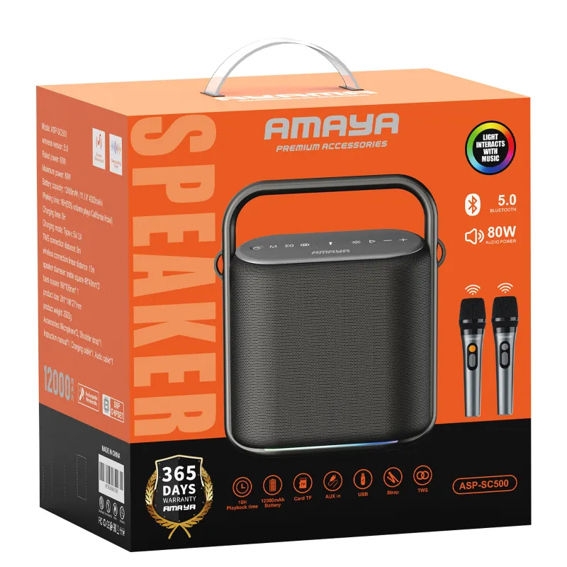 Bluetooth Колонка Amaya SC500 Two-person 80W + два мікрофона – Black. Фото 2 з 2