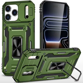 Ударостійкий чохол Square Ring зi шторкою на камеру на Apple iPhone 17 Pro Max (6.9") — Оливковий / Army Green