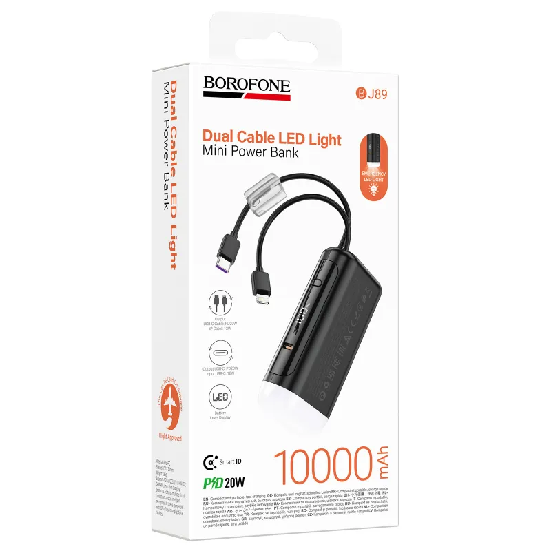 Портативний ЗП Power Bank Borofone BJ89 Salte PD20W with lighting 10000 mAh – Black. Фото 2 з 6