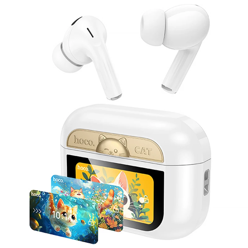 Бездротові TWS навушники Hoco EW88 Rampino with Touch Screen ANC – White. Фото 1 з 6