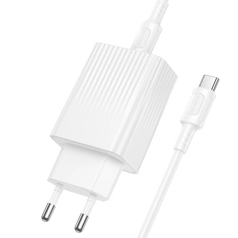 МЗП Borofone BAS73A Source PD20W (1USB-C) + кабель Type-C to Type-C – White. Фото 4 з 5