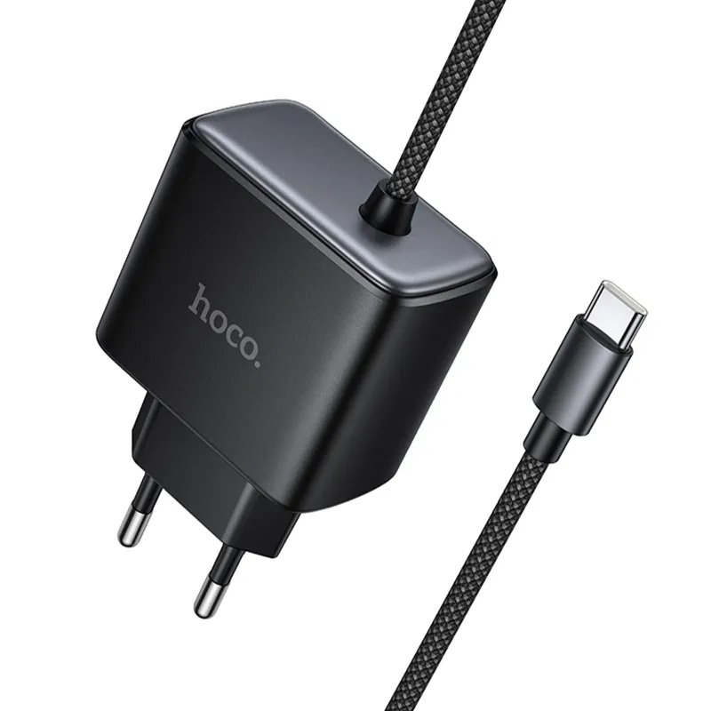 МЗП Hoco C163A New PD25W (1USB-C) + вбудований кабель Type-C – Black. Фото 6 з 6