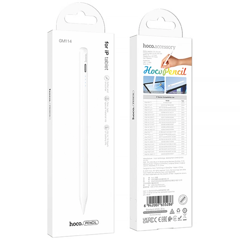 Стилус Hoco GM114 Smart active Pad dedicated capacitive pen for iPad – White. Фото 4 з 4