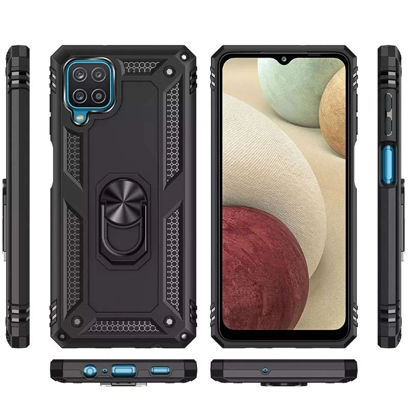 Протиударний чохол Serge Ring з кільцем на Samsung Galaxy A12 – Чорний. Фото 2 з 7