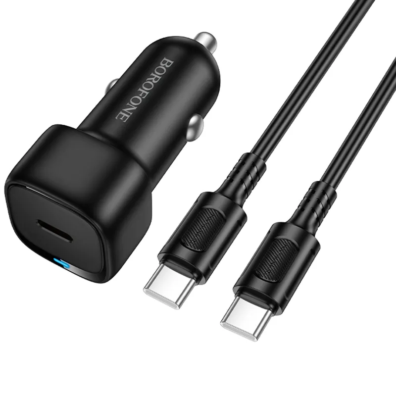 АЗП Borofone BZ34A Cloud PD20W (1USB-C) + кабель Type-C to Type-C – Black. Фото 3 з 5