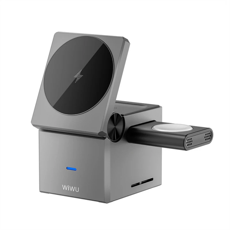 БЗП WIWU Wi-W030 Planeta Trio 3 in 1 Cableless charger – Gray. Фото 2 з 6