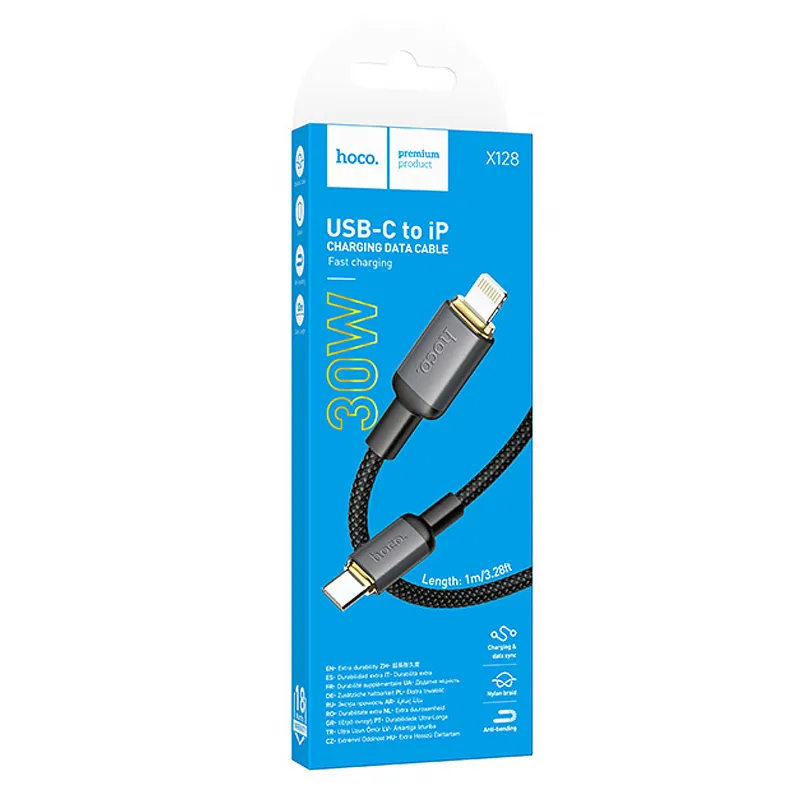 Дата кабель Hoco X128 Benefit Type-C to Lightning 30W (1m) – Black. Фото 2 из 5