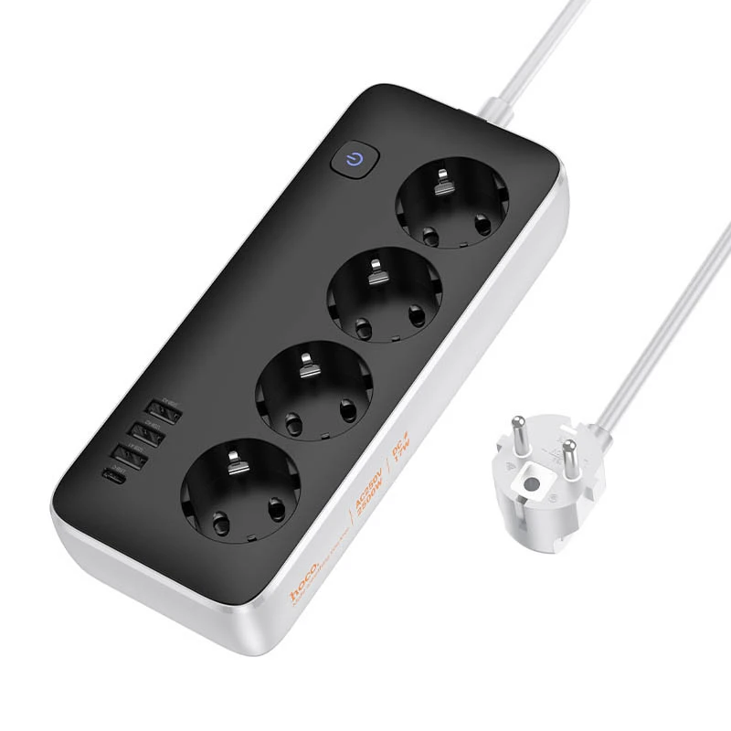 Подовжувач Hoco AC21 Sunlight 4-bit (1C3A) desktop socket – White. Фото 2 з 5