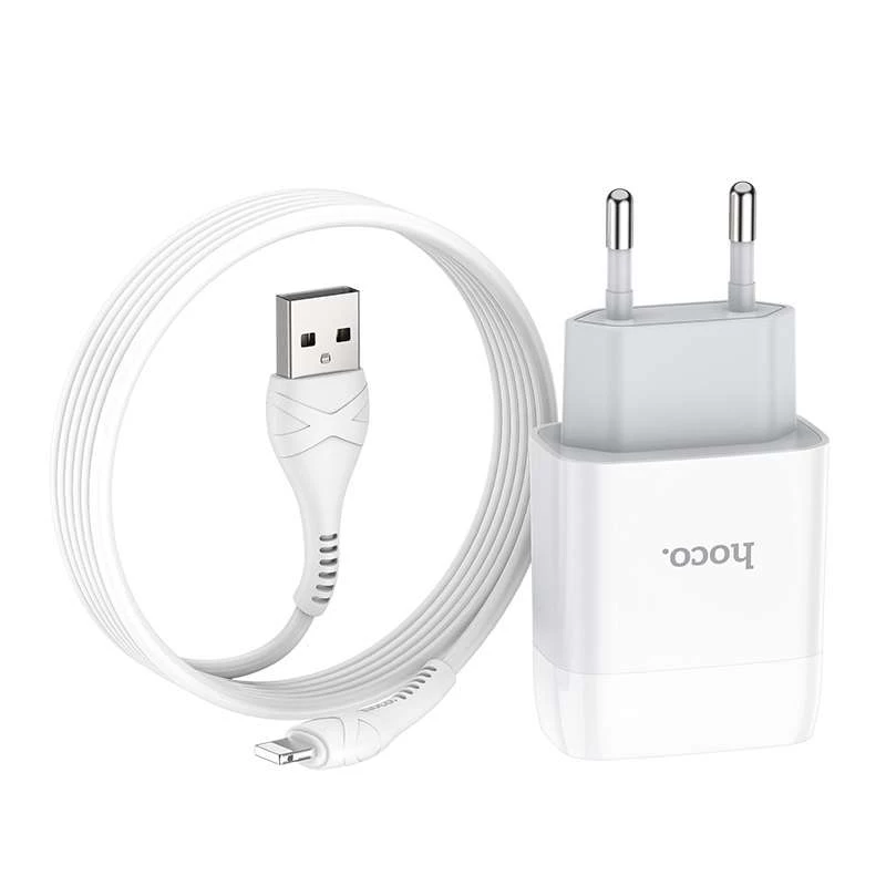 МЗП Hoco C72A (1USB/2.1A) + Lightning – Білий. Фото 2 з 6