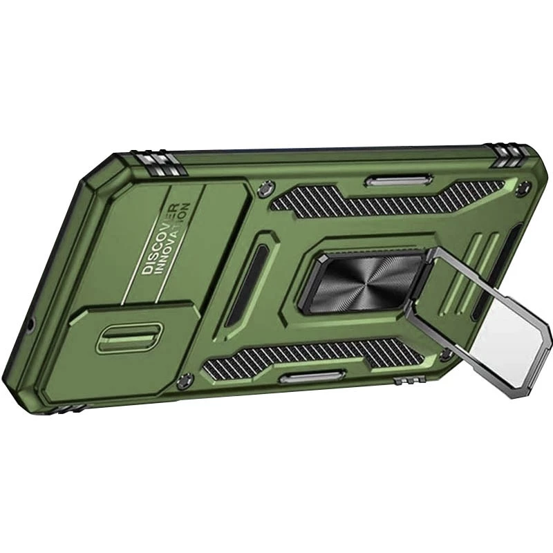 Ударостійкий чохол Square Ring зi шторкою на камеру на Samsung Galaxy S23 FE – Оливковий / Army Green. Фото 3 з 5