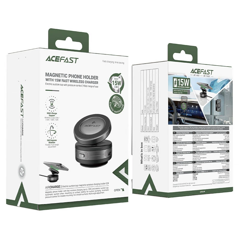 Автотримач з БЗП Acefast E29 Magnetic Wireless Charging Auto Fix 15W – Metal gray. Фото 4 з 4