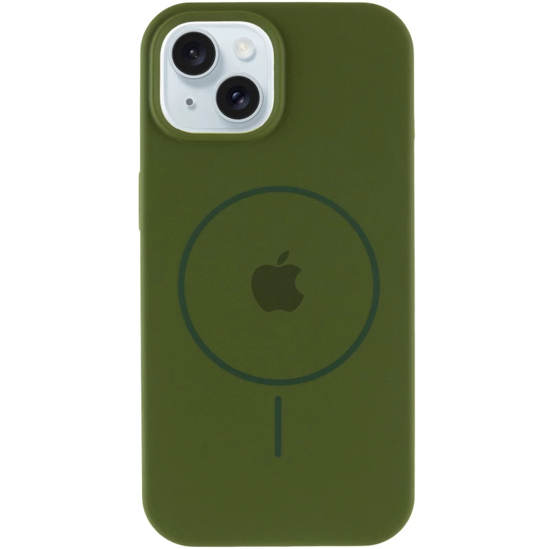 Чохол Silicone Armor Max with MagSafe для Apple iPhone 15 Plus (6.7") – Зелений / Dark Olive. Фото 4 з 7