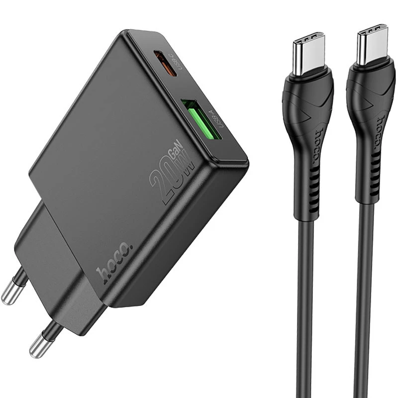 

СЗУ Hoco N38 Delgado PD20W+QC3.0 + Type-C to Type-C (Black)