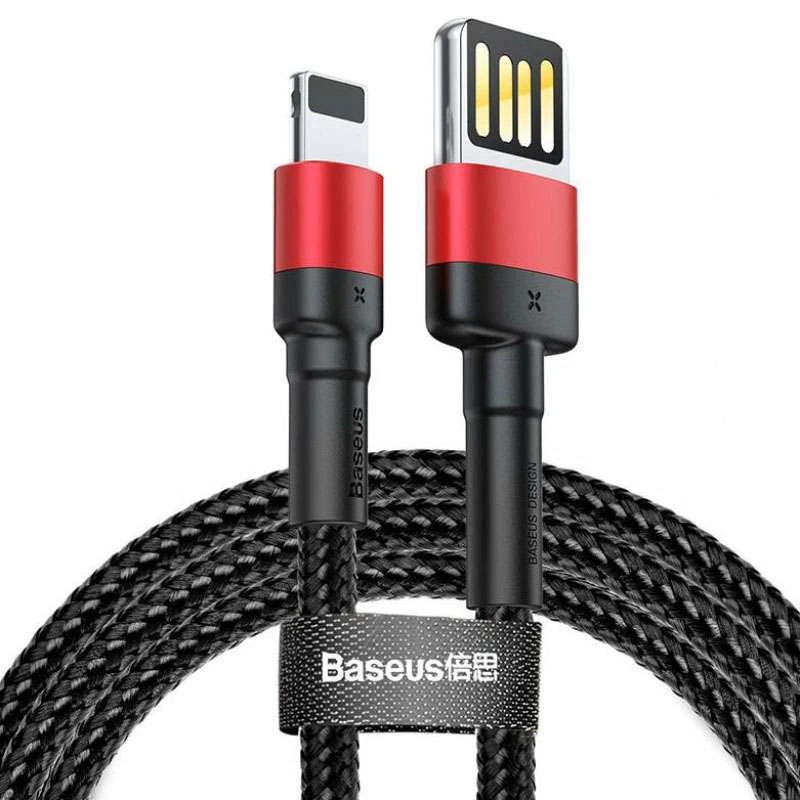 Дата кабель Baseus Cafule Lightning Cable Special Edition 2.4A (1m) – Чорний / Червоний. Фото 2 з 7