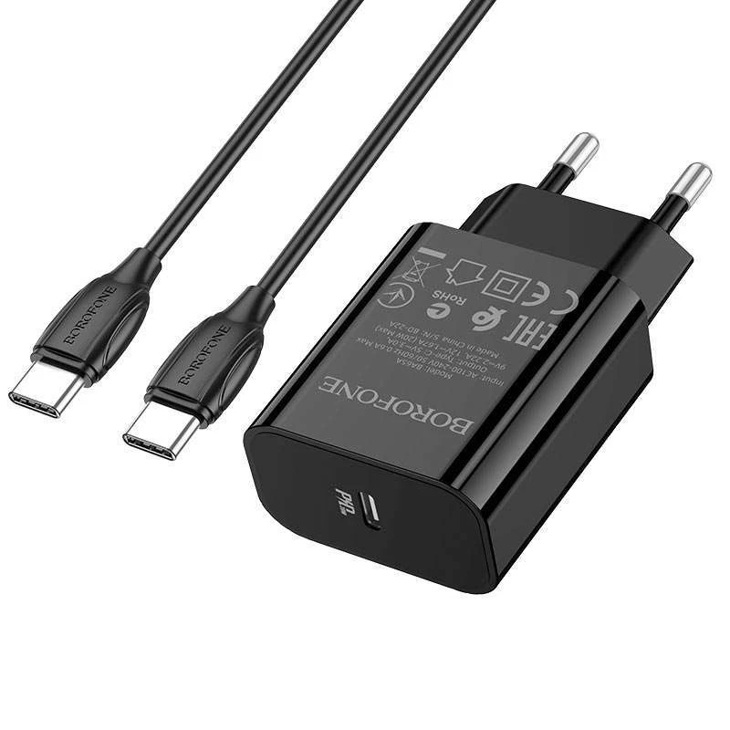 

МЗП Borofone BA65A Single port PD20W + Type-C + Type-C (Чорний)