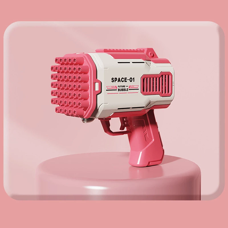 Пістолет для мильних бульбашок Bubble Gun 698-20 з насадками на 32/45 отворів 50ml – Pink. Фото 5 з 5