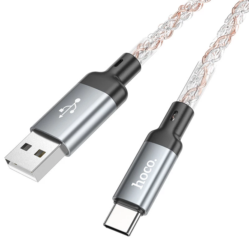 Дата кабель Hoco U112 Shine 2.4A USB to Type-C (1m) – Gray. Фото 4 з 8